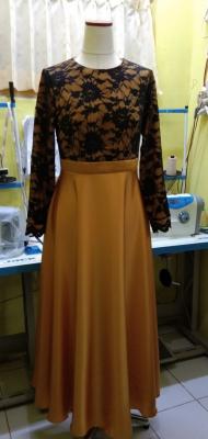 Gamis maxmara lapis brokat kufner lining - Hasil Jahit